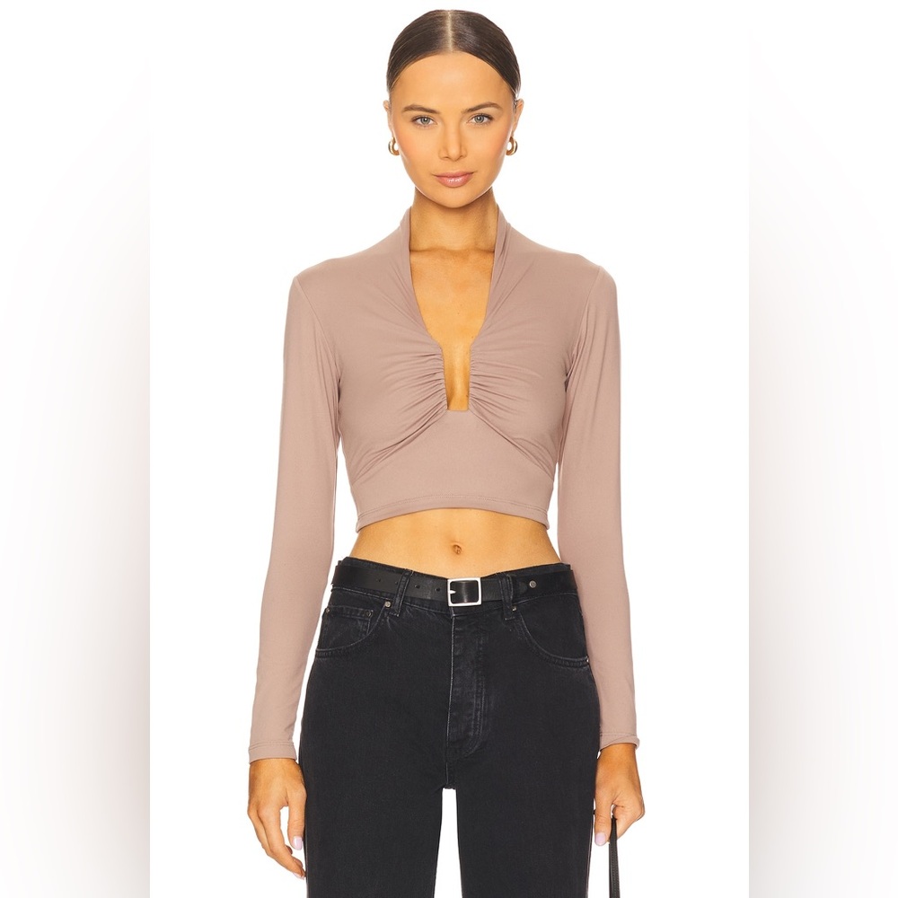 Susana Monaco Square Wire Long Sleeve Top in Coco